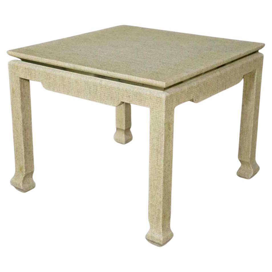 Grass Cloth Wrapped Side Table For Sale