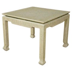 Vintage Grass Cloth Wrapped Side Table