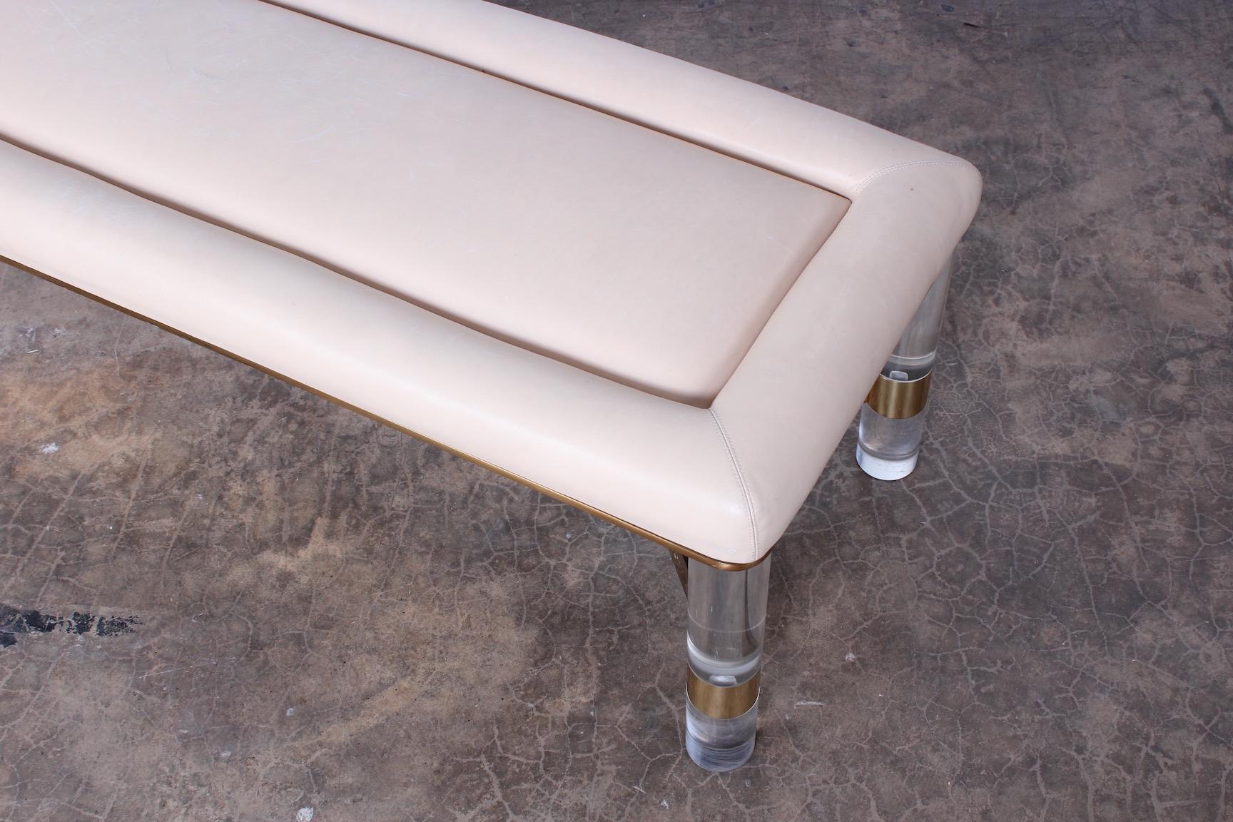 Karl Springer Signed Lucite and Brass Bench 2
