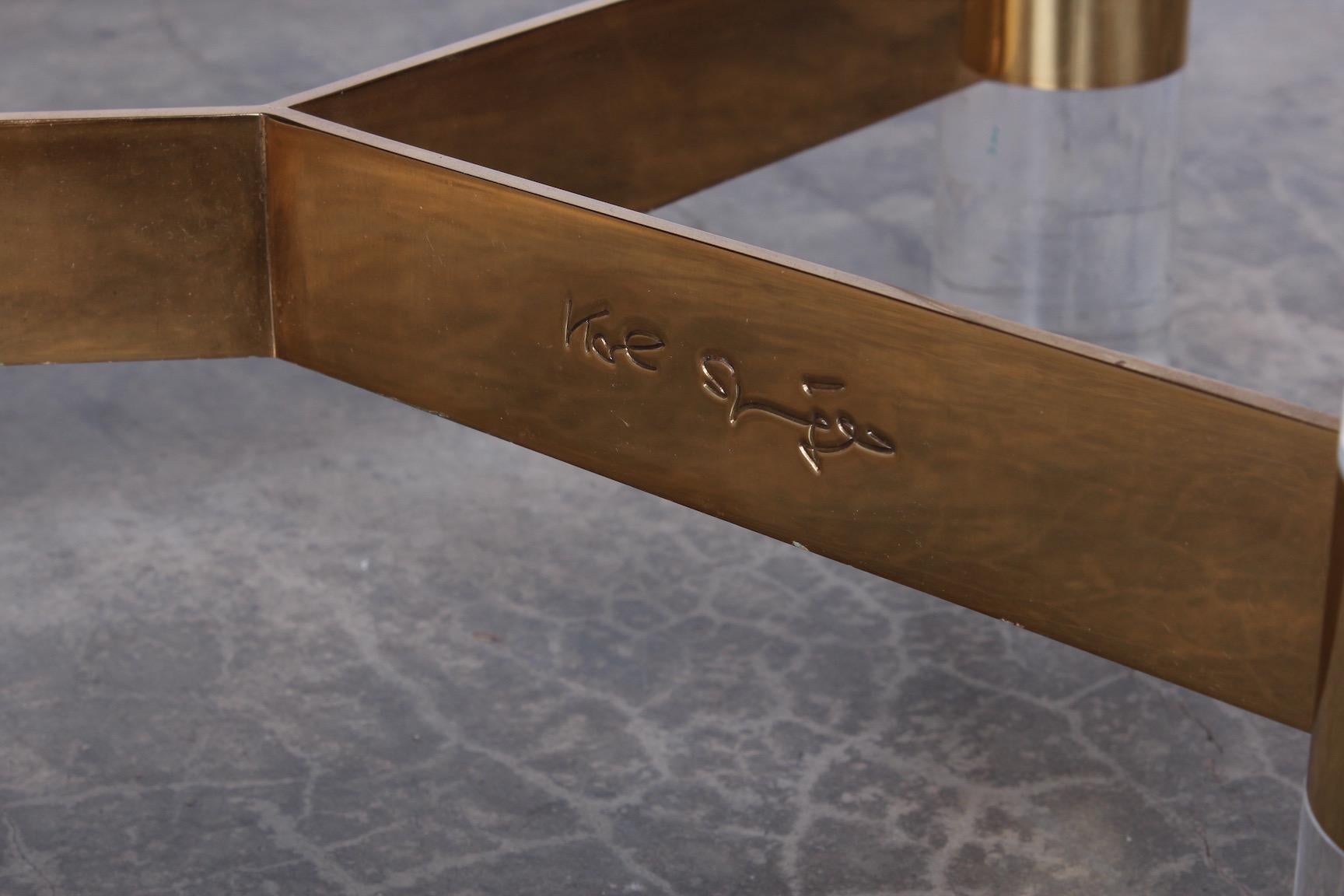 Karl Springer Signed Lucite and Brass Bench 4