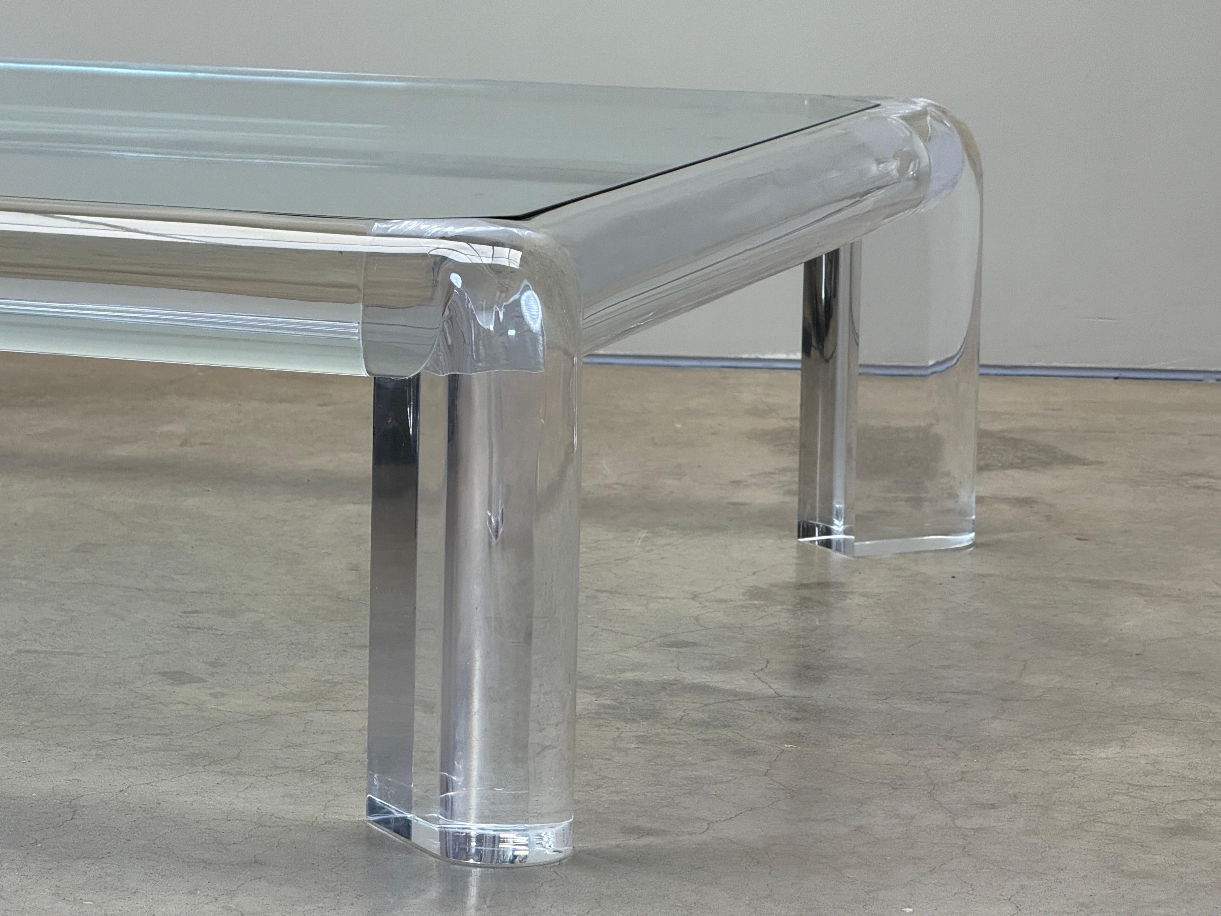 Karl Springer Signiert 'Mark II' Lucite Couchtisch im Angebot 8