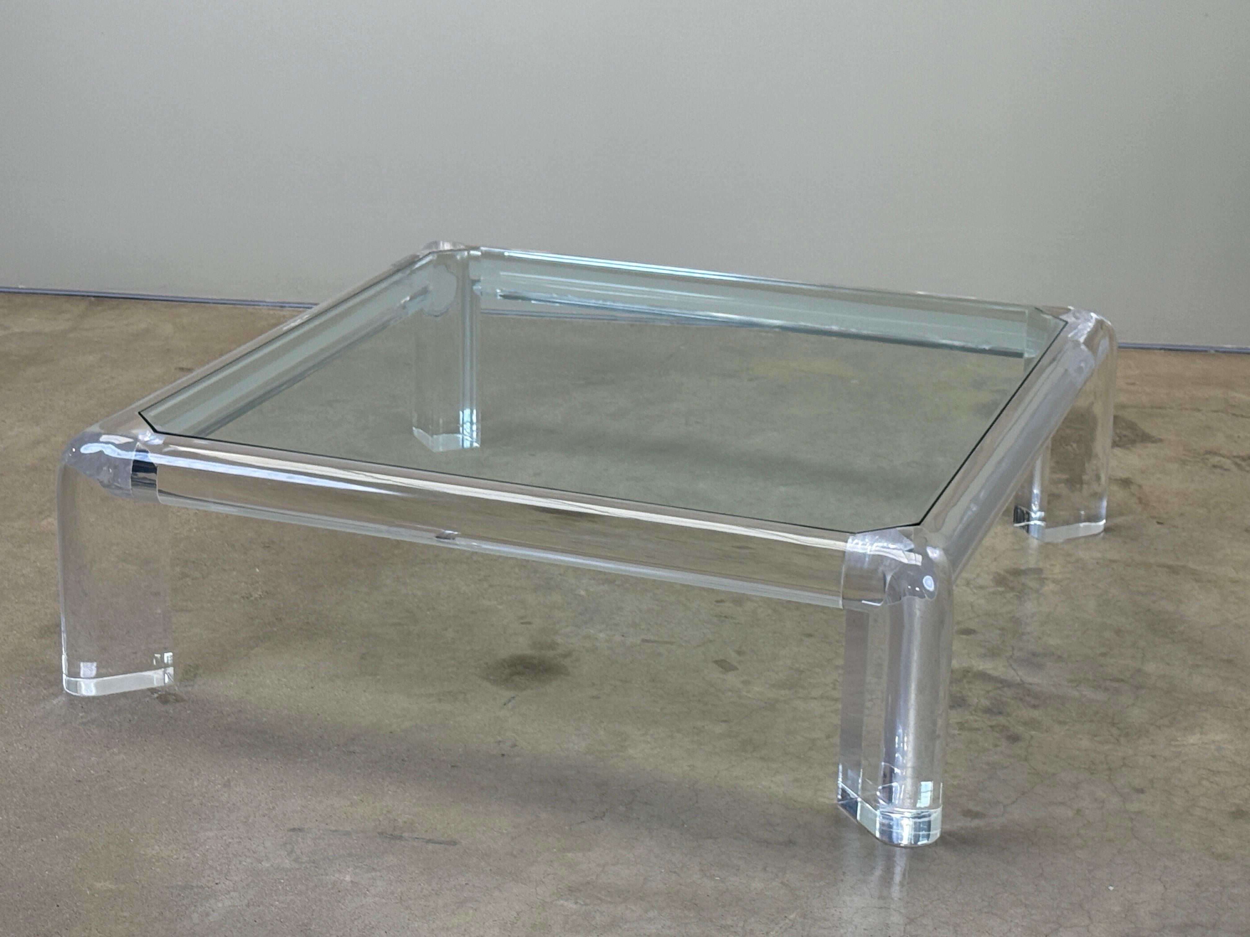 Karl Springer Signiert 'Mark II' Lucite Couchtisch im Angebot 9