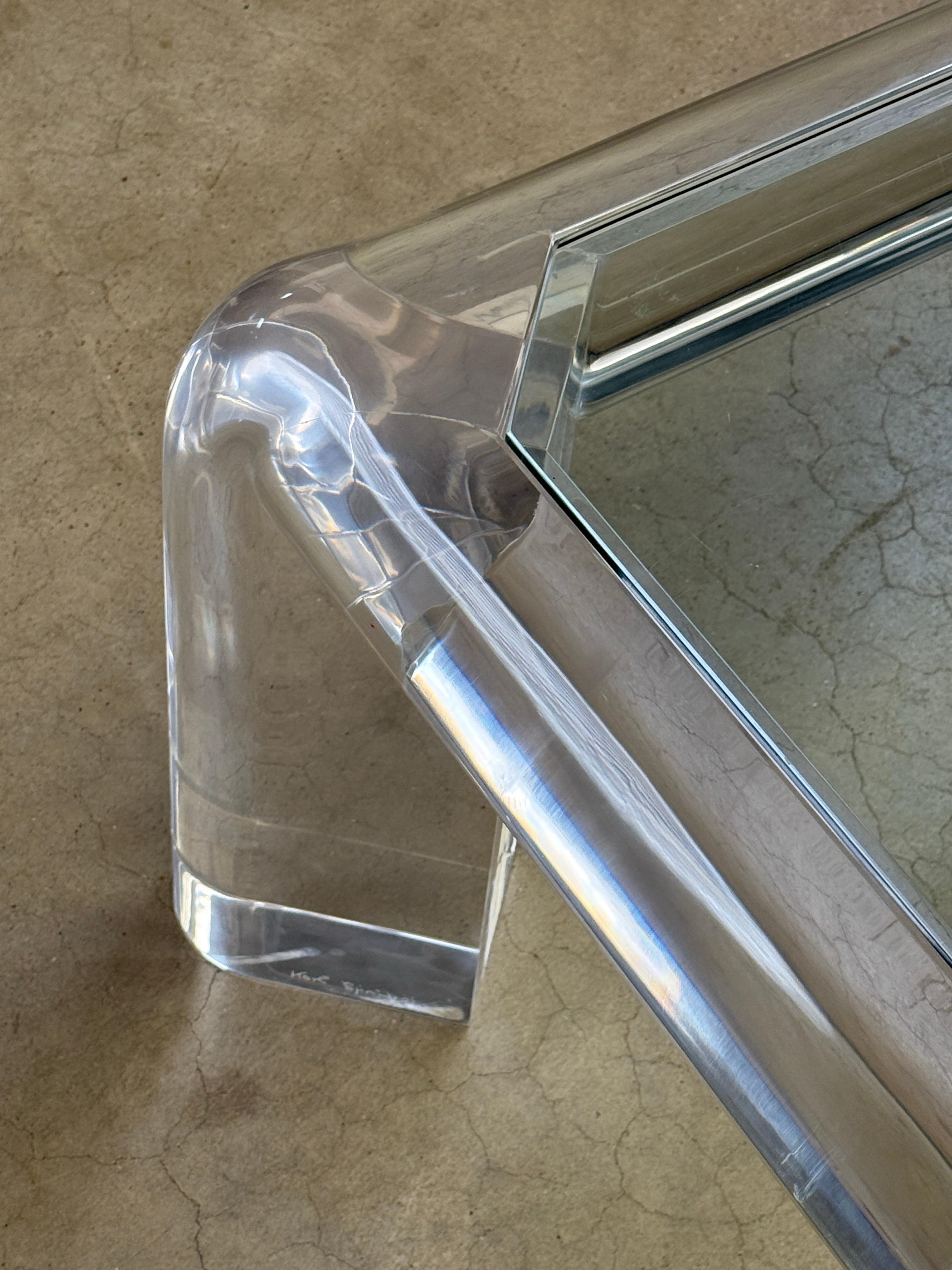 Karl Springer Signiert 'Mark II' Lucite Couchtisch im Angebot 11