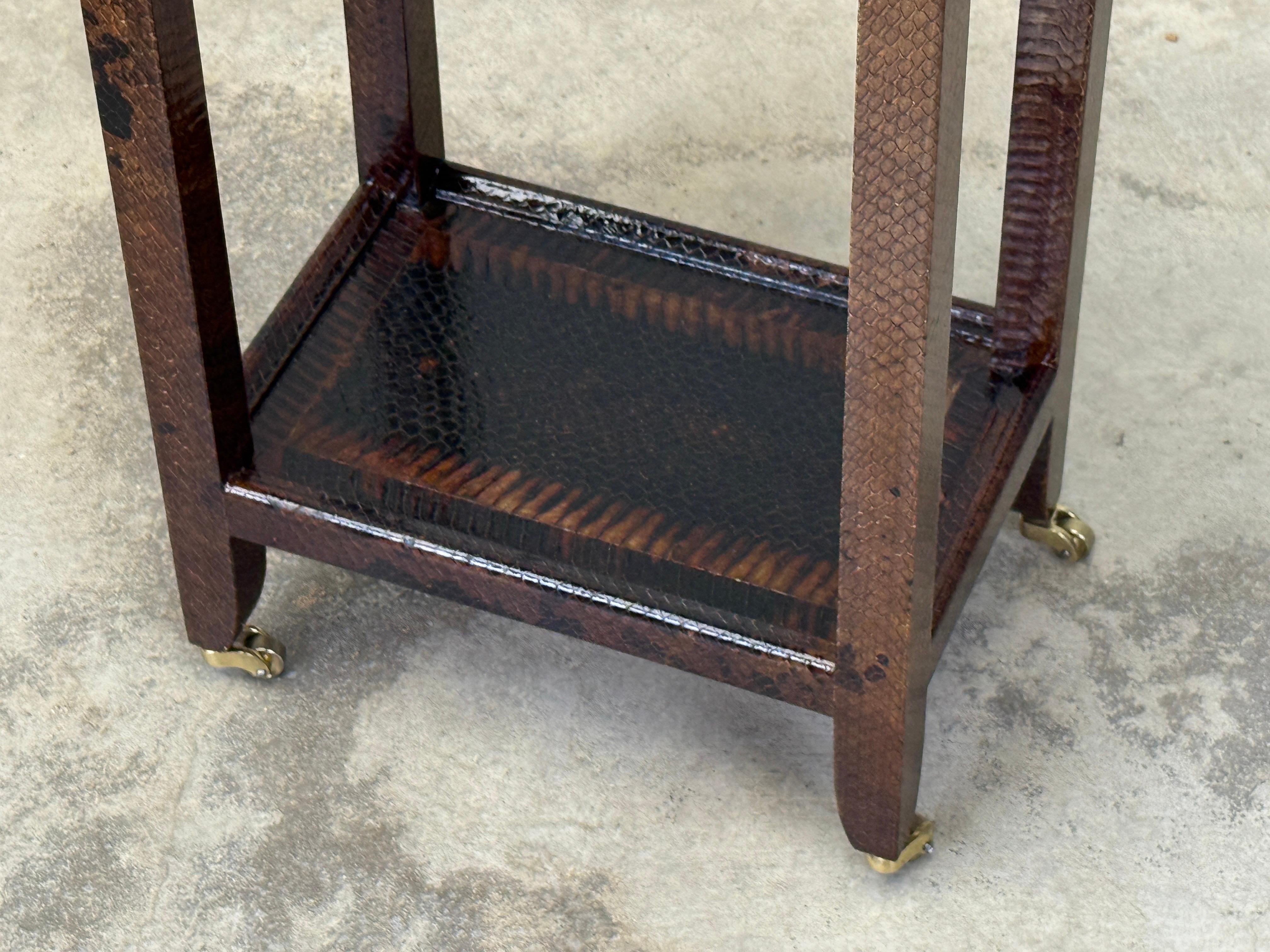 Karl Springer Signed Snake Skin Side Table For Sale 5
