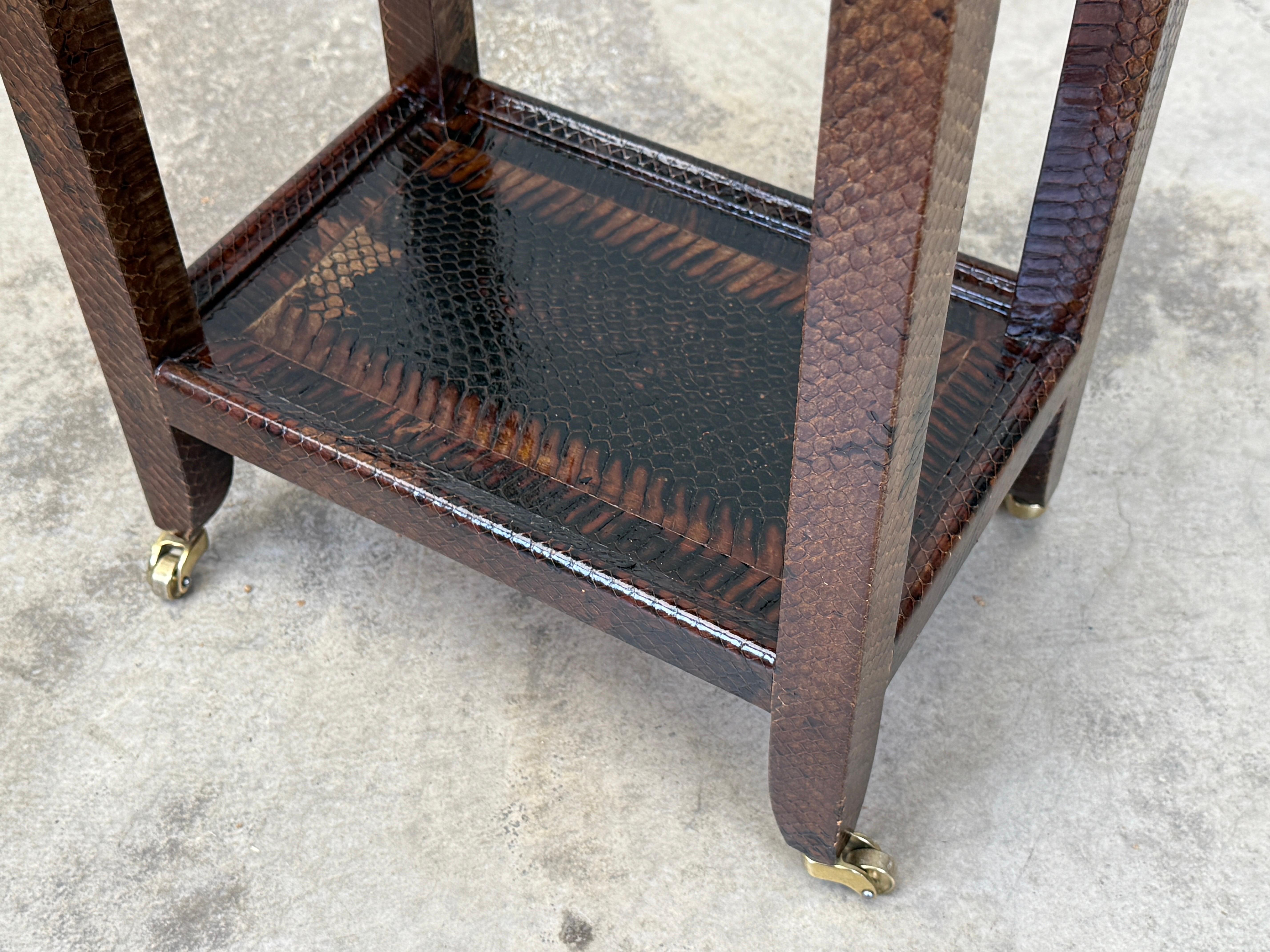 Karl Springer Signed Snake Skin Side Table For Sale 10