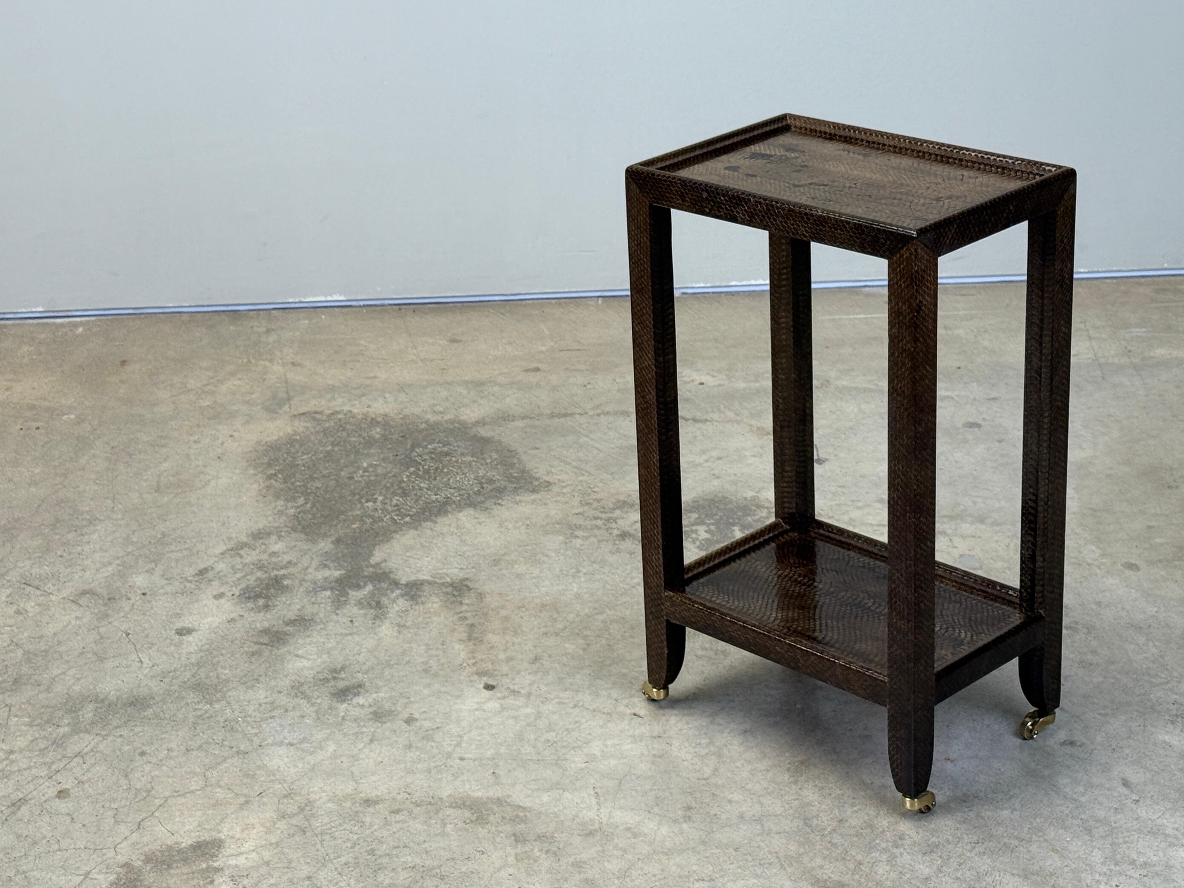Karl Springer Signed Snake Skin Side Table For Sale 11