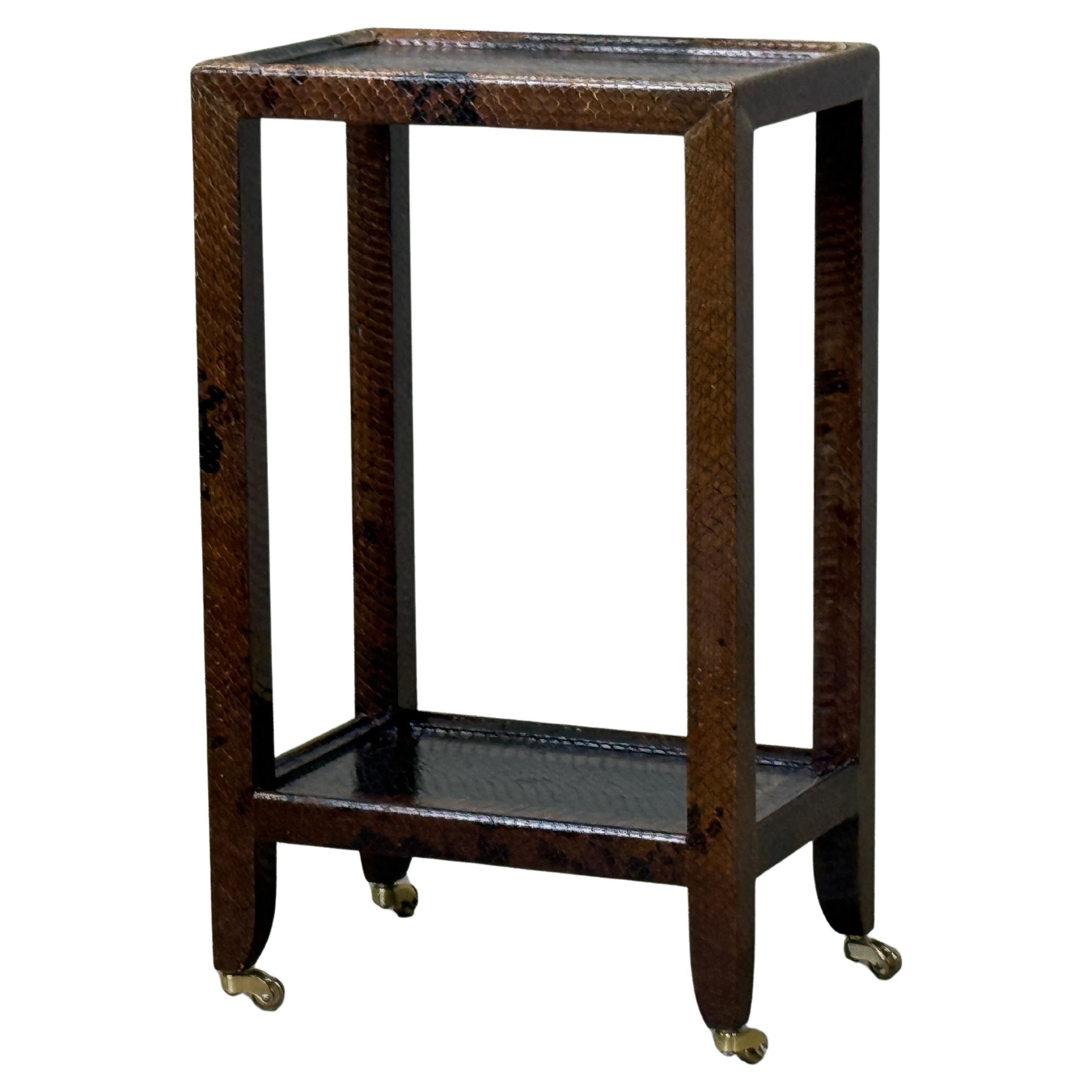 Karl Springer Signed Snake Skin Side Table