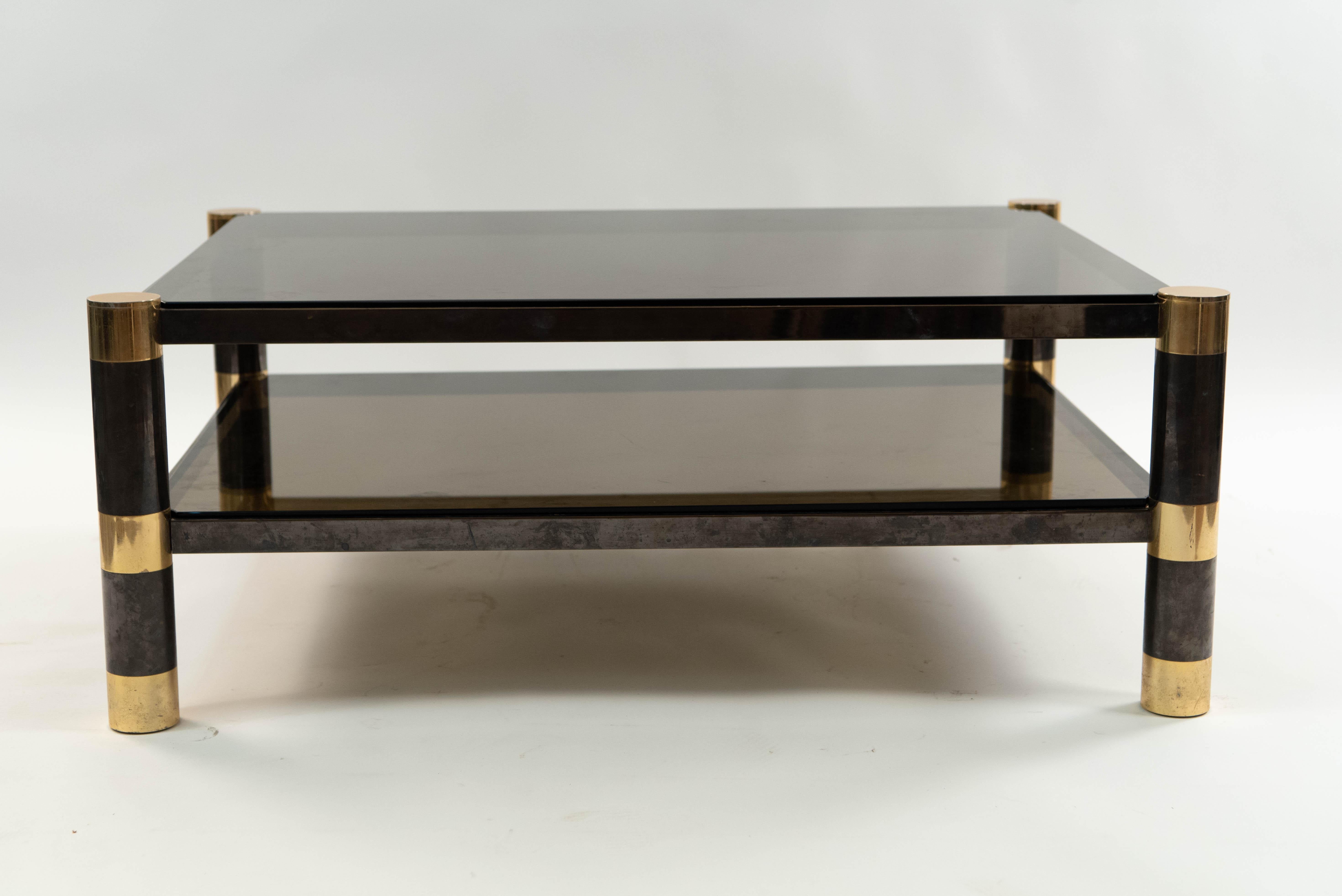 Karl Springer Smoked Glass and Brass Coffee Table 3