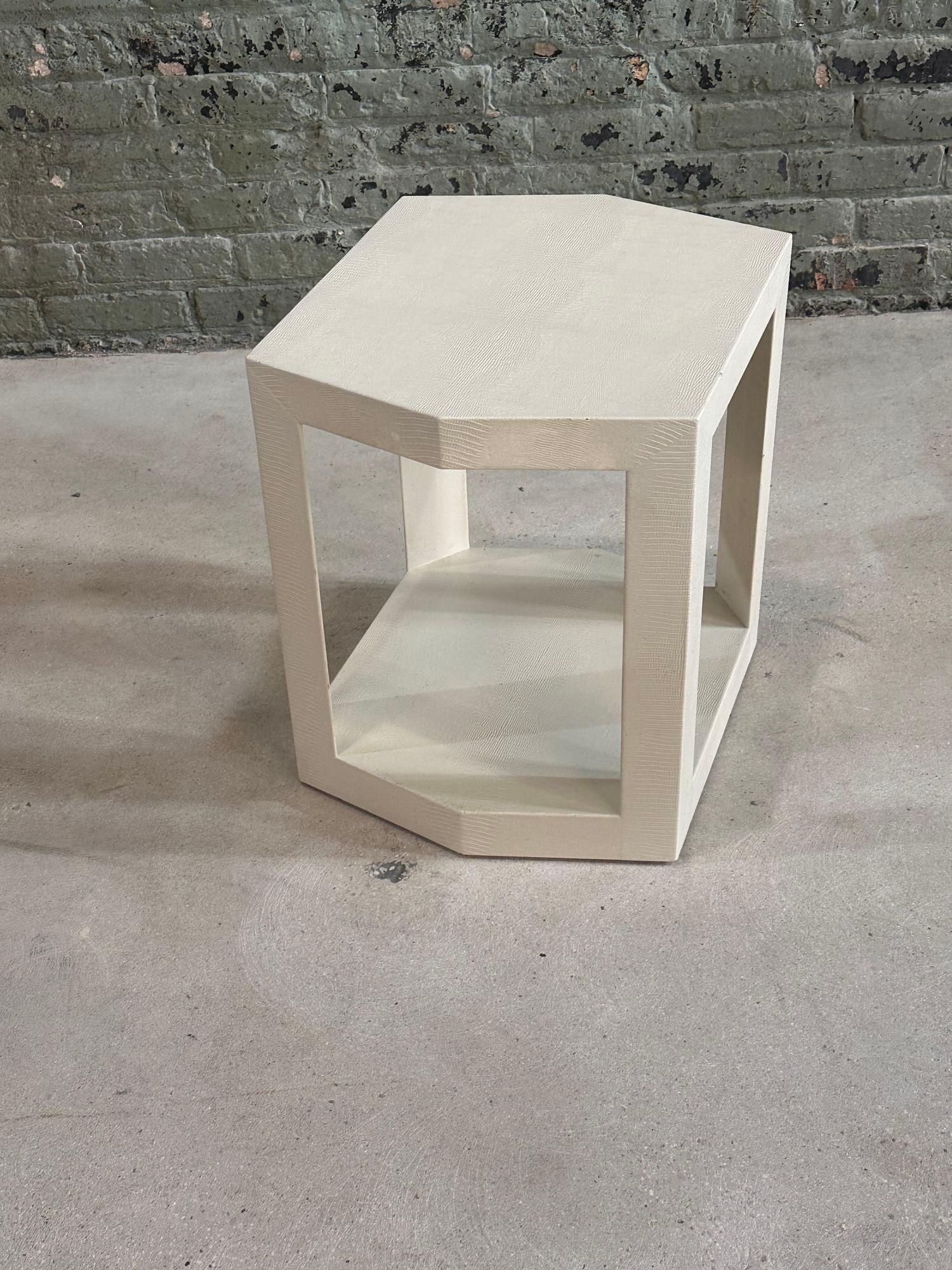 Karl Springer Snakeskin Side/End Table, 1980 In Good Condition In Chicago, IL