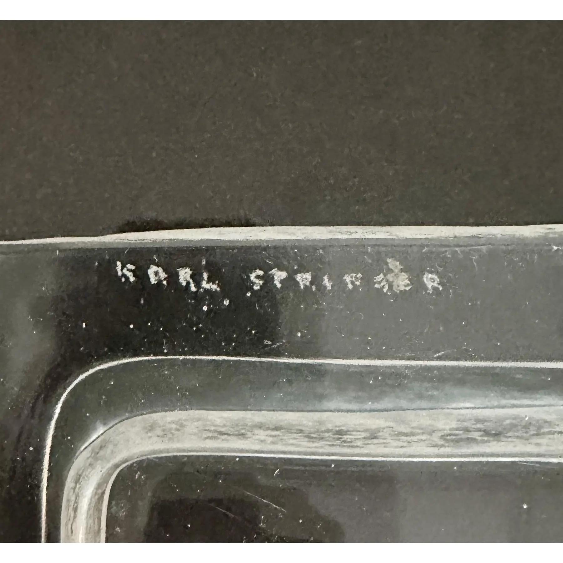 Cuenco de cristal veneciano scavo blanco cuadrado Karl Springer, años 80 en venta 3