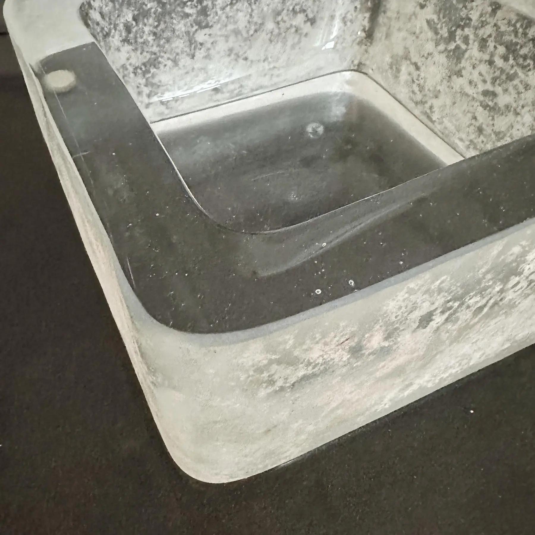 Cuenco de cristal veneciano scavo blanco cuadrado Karl Springer, años 80 finales del siglo XX en venta