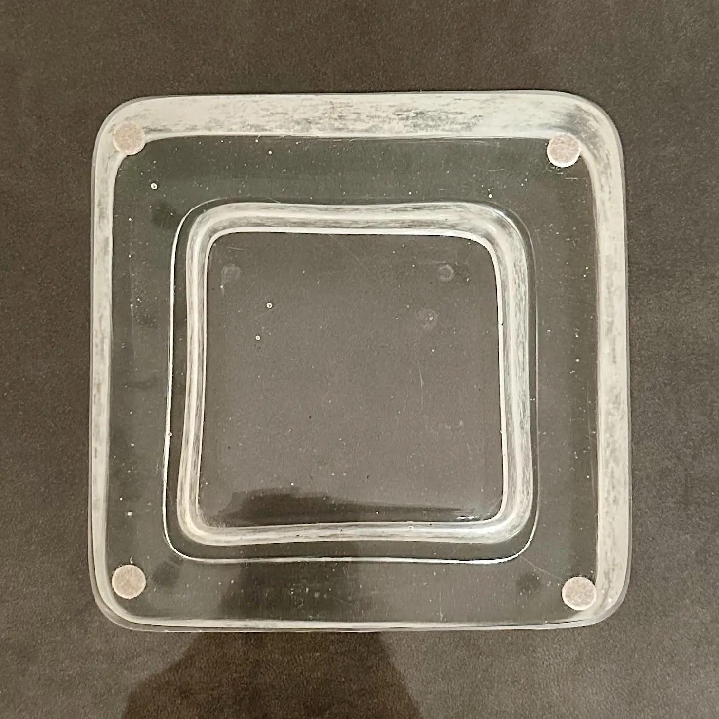 Cuenco de cristal veneciano scavo blanco cuadrado Karl Springer, años 80 en venta 2