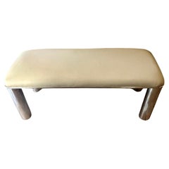 Banc en acier inoxydable et cuir Karl Springer