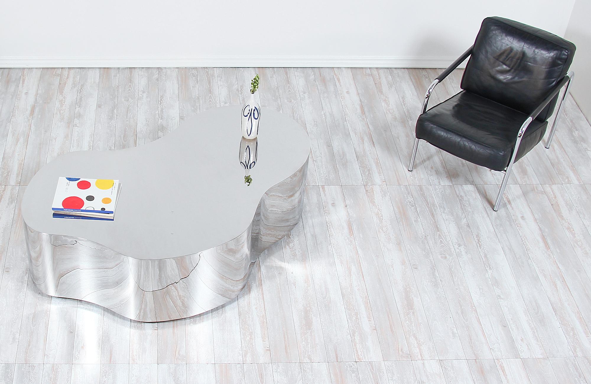 Mid-Century Modern Karl Springer Stainless Steel Freeform Table