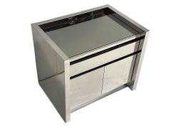 Karl Springer Stainless Steel Nightstand/End Table, 1980