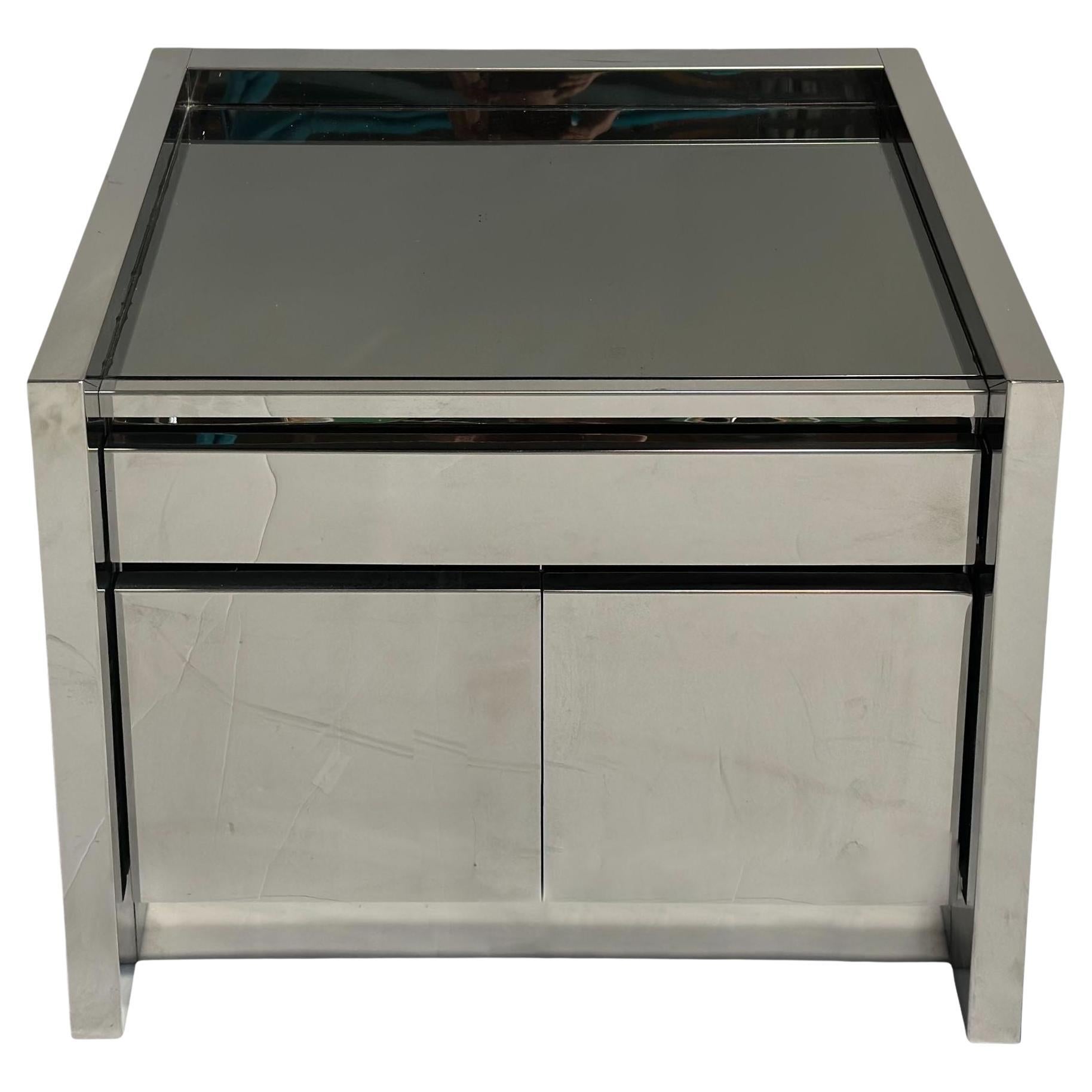 Karl Springer Stainless Steel Nightstand/End Table, 1980