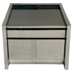 Table de nuit/table d'extrémité en acier inoxydable Karl Springer, 1980