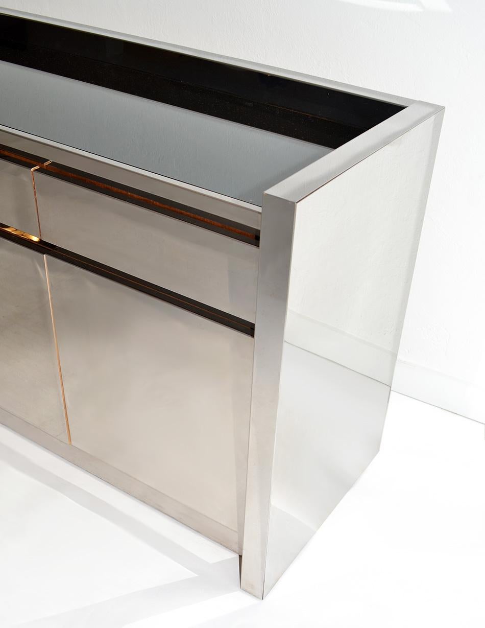 Buffet o credenza con cassetti in acciaio inossidabile Karl Springer, USA, anni '80 in vendita 3