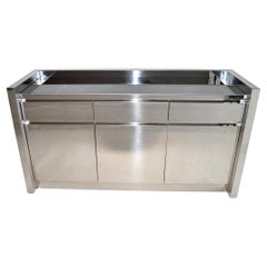 Karl Springer Stainless Steel Server Buffet or Credenza with Drawers, USA, 1980s