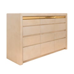 Karl Springer Stunning Chest of Drawers in Lacquered Goatskin 1980s