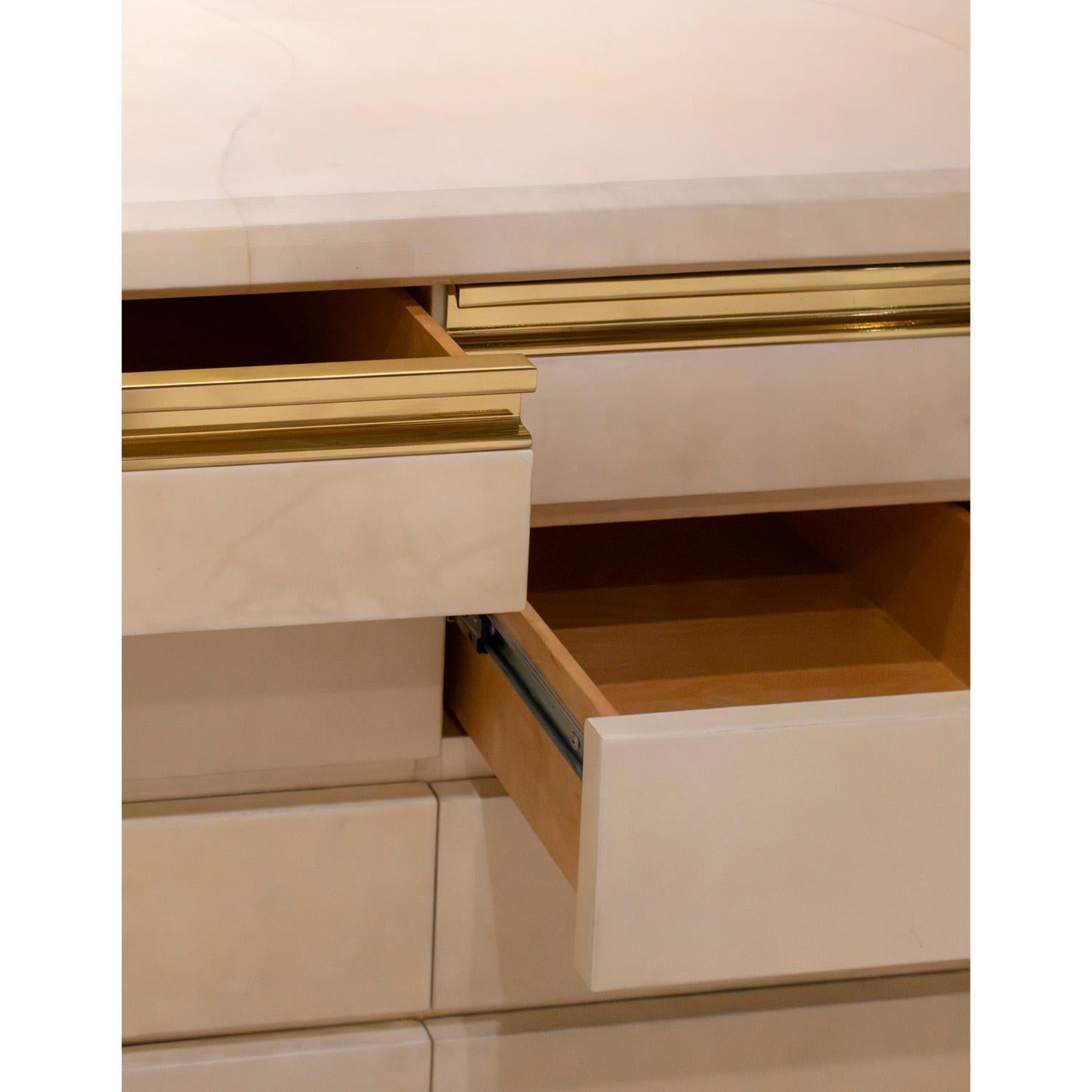 Hand-Crafted Karl Springer Stunning Chest of Drawers in Lacquered Goatskin 1980s