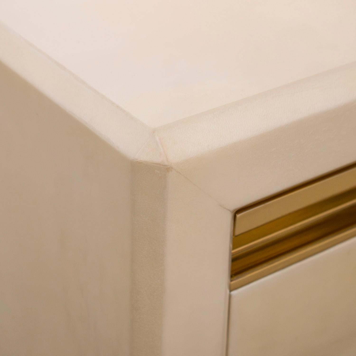 Brass Karl Springer Stunning Chest of Drawers in Lacquered Goatskin 1980s
