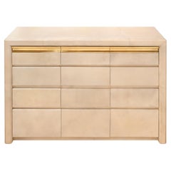 Superbe commode Karl Springer en peau de chèvre laquée des années 1980