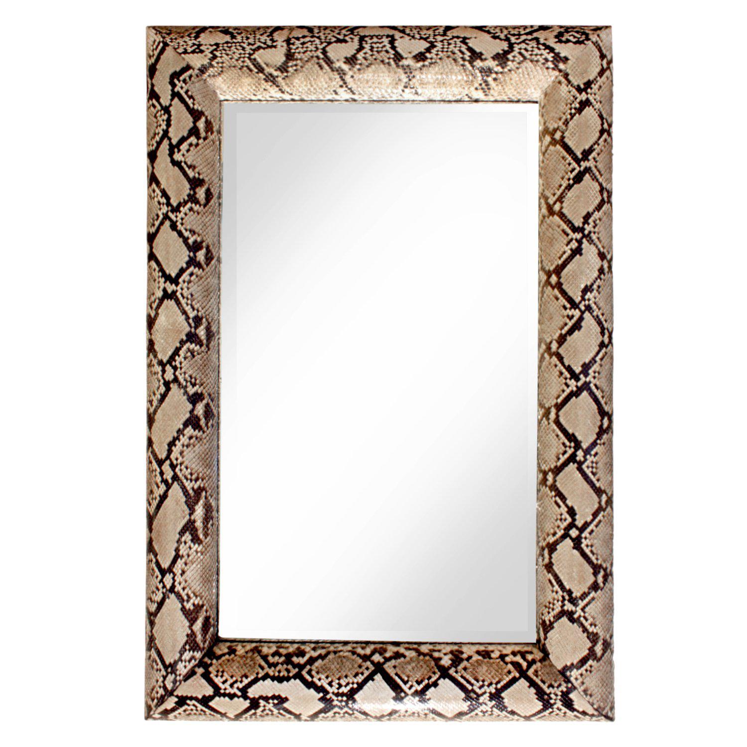 Karl Springer Stunning "Half Round Molding Mirror" in Python, 1987 "Signed"
