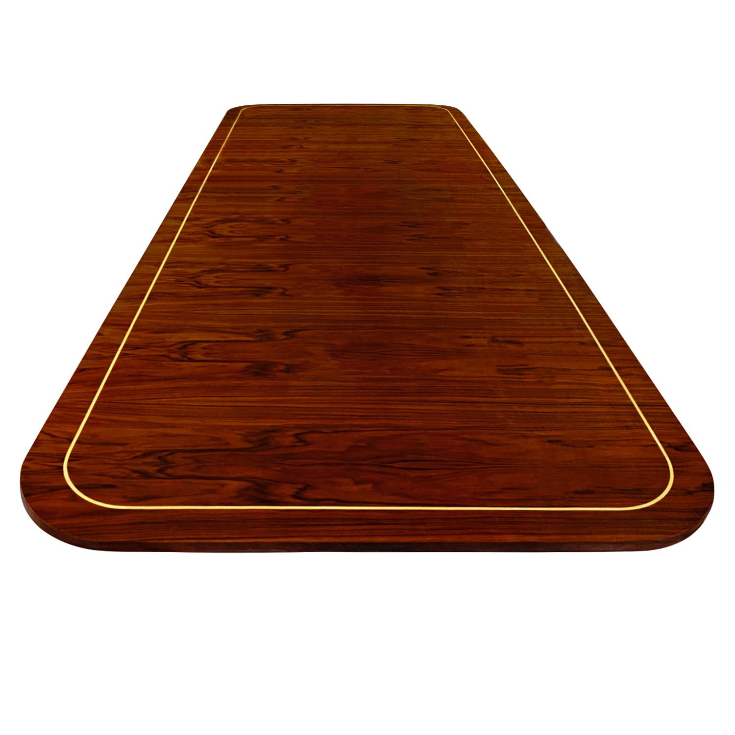 Art Deco Karl Springer Stunning Monumental Dining Table in Rosewood with Inlay 1980s For Sale
