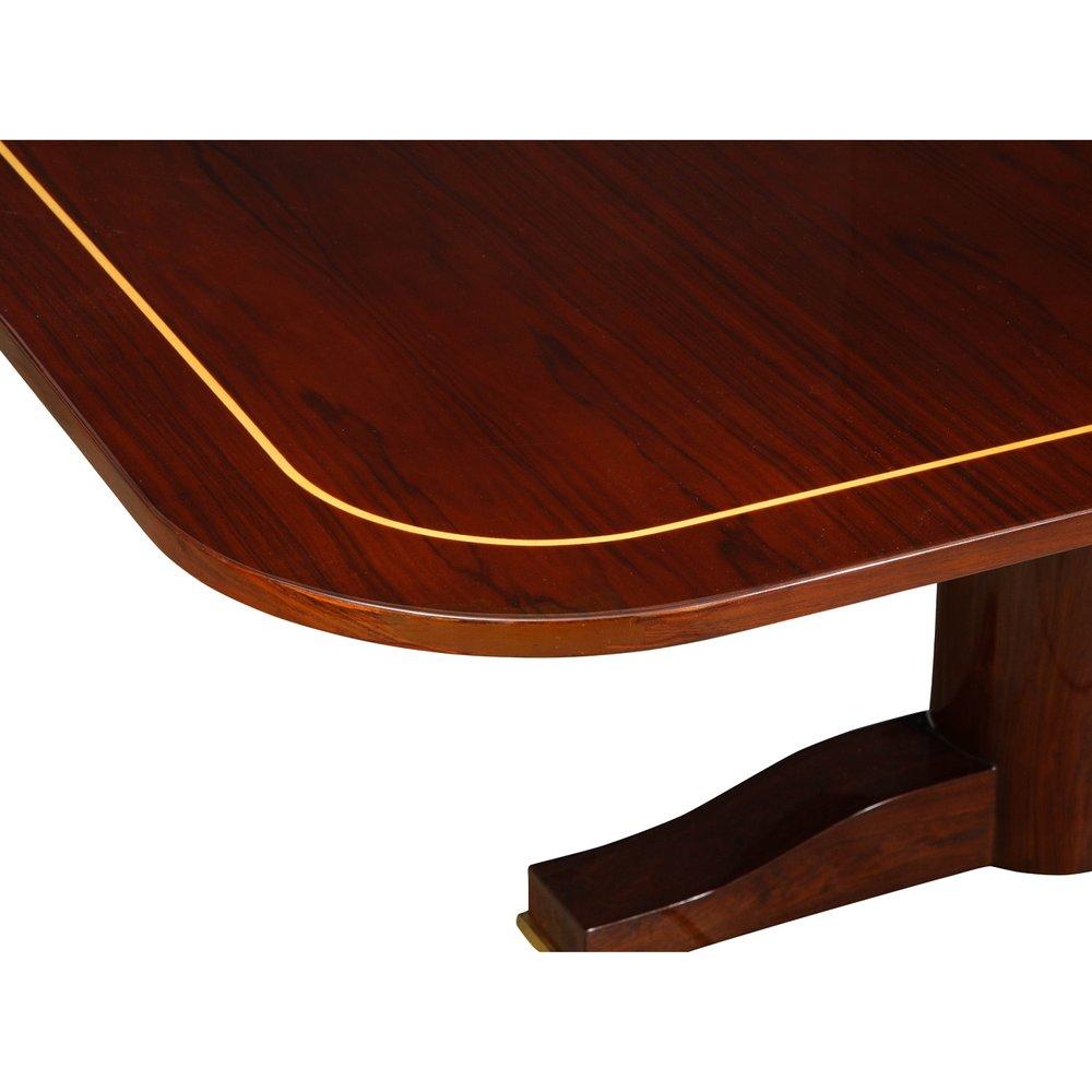 American Karl Springer Stunning Monumental Dining Table in Rosewood with Inlay, 1980s For Sale