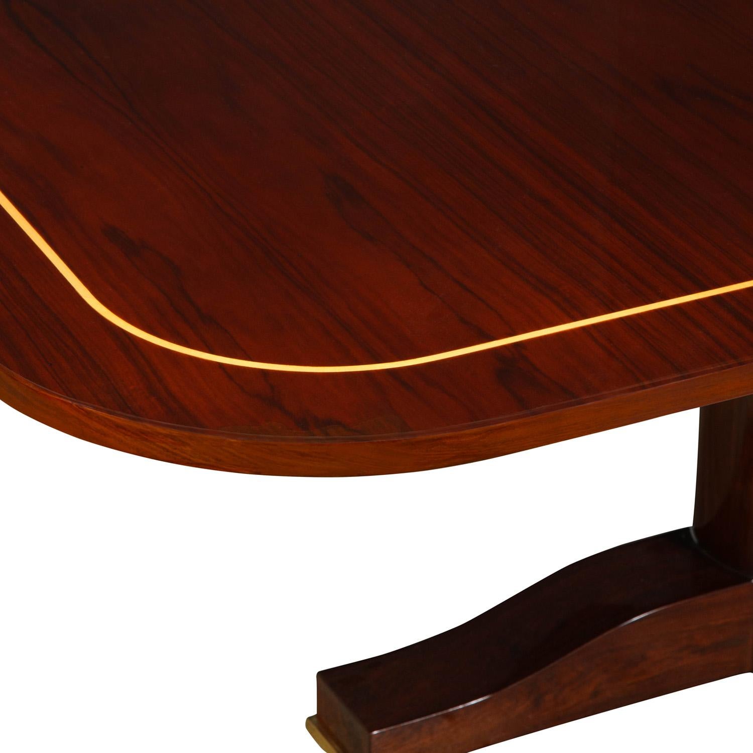 American Karl Springer Stunning Monumental Dining Table in Rosewood with Inlay 1980s For Sale