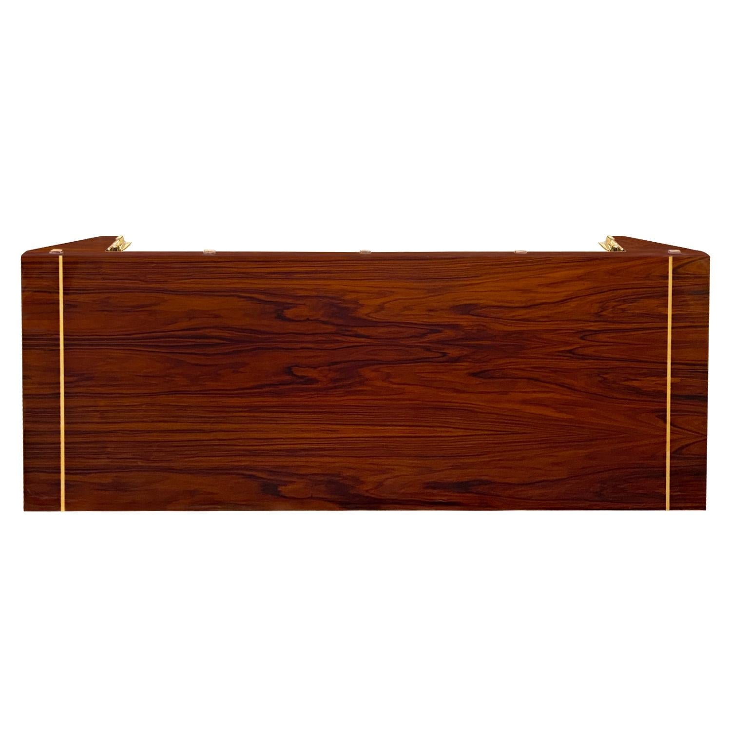Late 20th Century Karl Springer Stunning Monumental Dining Table in Rosewood with Inlay 1980s For Sale