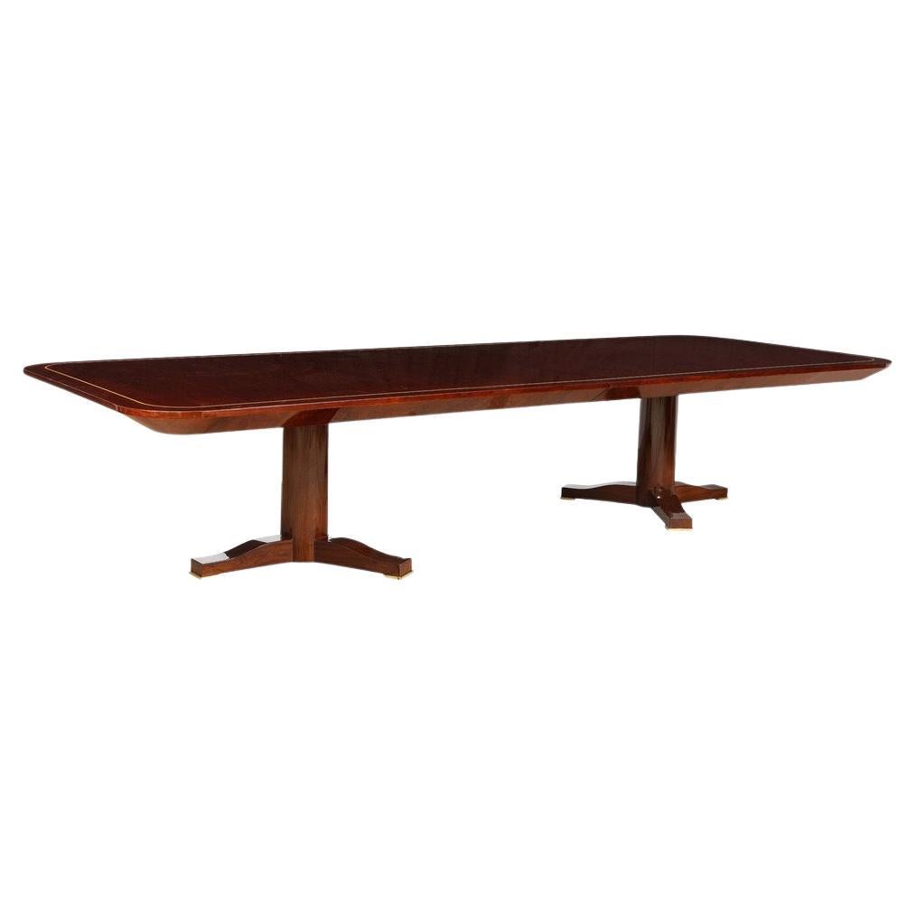 Karl Springer Stunning Monumental Dining Table in Rosewood with Inlay, 1980s For Sale