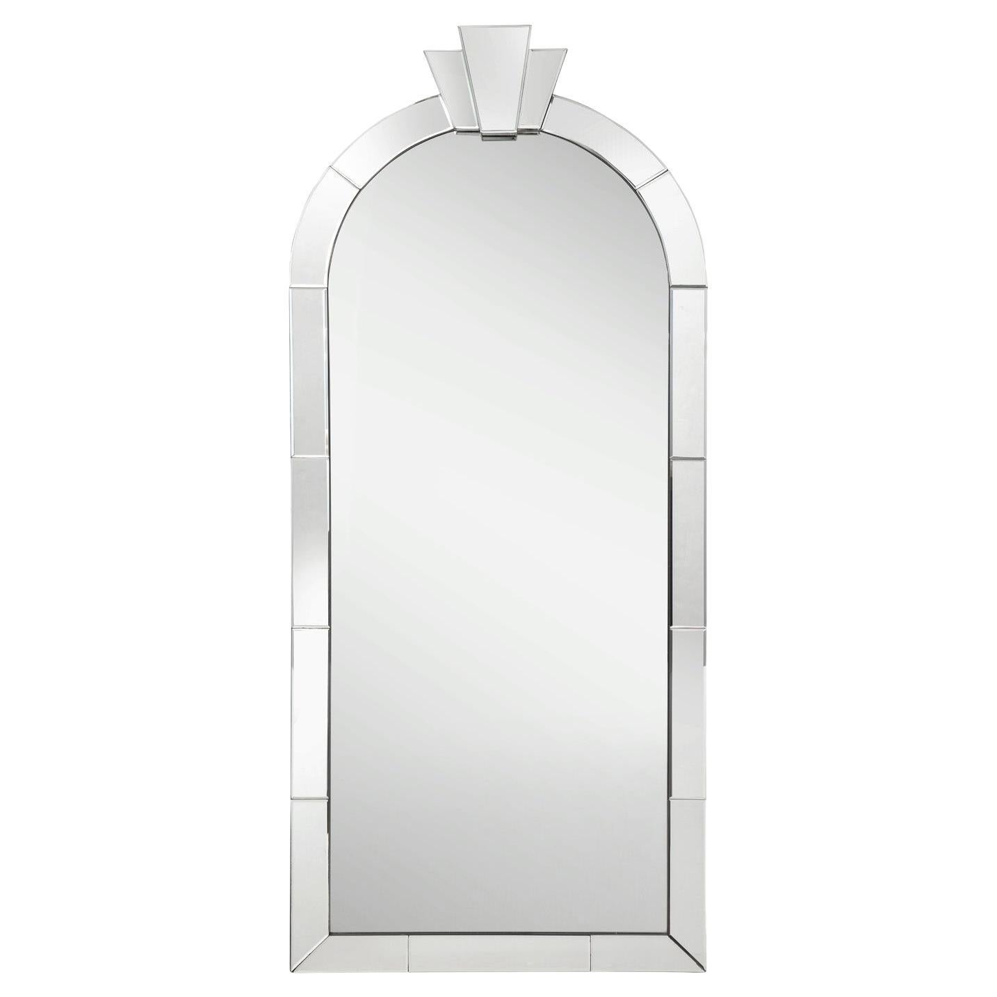Karl Springer Stunning Monumental "Dome Top Art Deco Mirror" 1980s For Sale