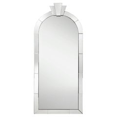 Karl Springer Superbe miroir monumental "Dome Top Art Deco Mirror" années 1980