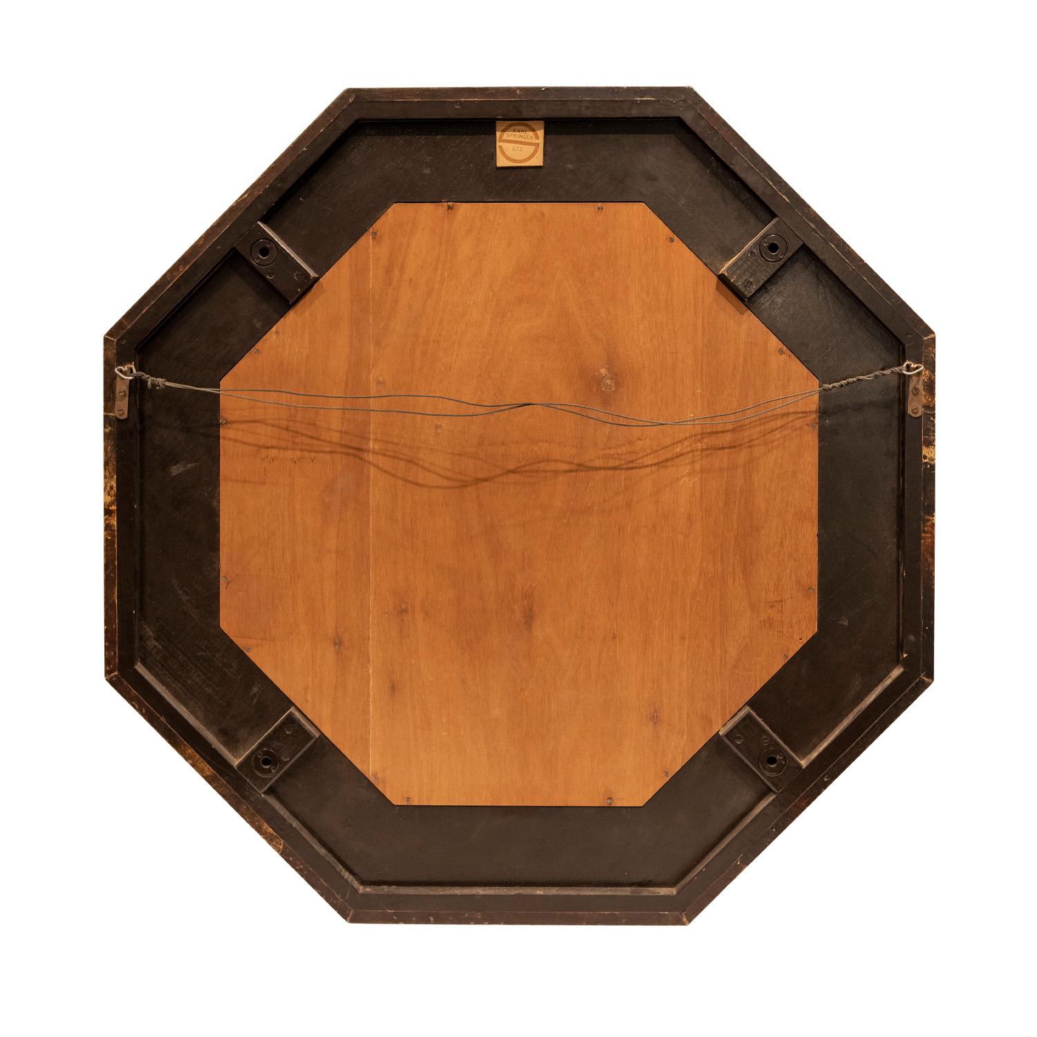 Hand-Crafted Karl Springer Stunning Octagonal Mirror in Lacquered Goatskin 1970s 'Signed' For Sale