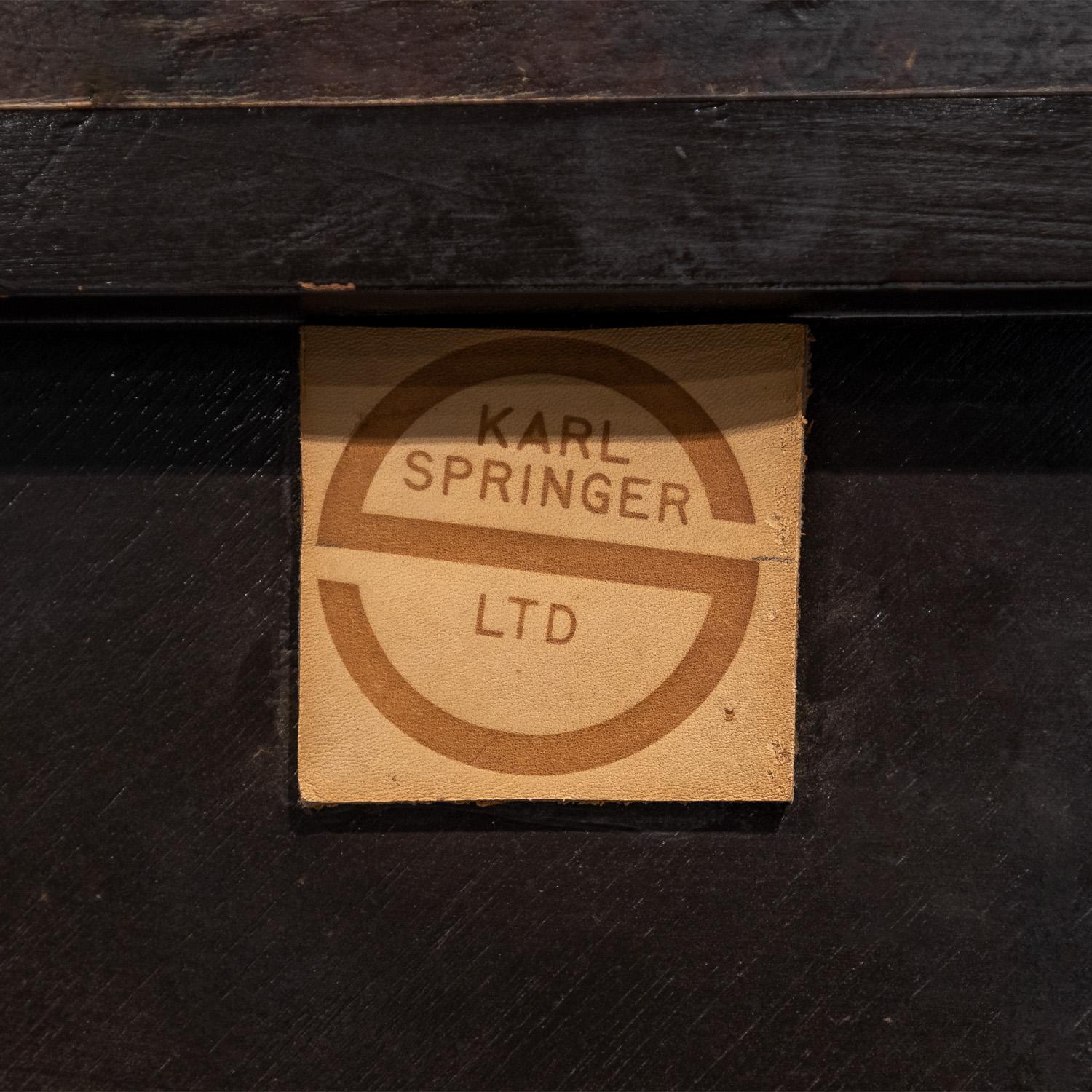 Superbe miroir octogonal Karl Springer en peau de chvre laque des annes 1970, sign Excellent état - En vente à New York, NY