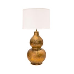 Karl Springer Stunning Table Lamp in Chinese Red Lacquer and Gold Leaf 1980s