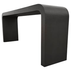 Karl Springer Style 1970s Waterfall Console Table, Desk Enameled Fabric on Wood