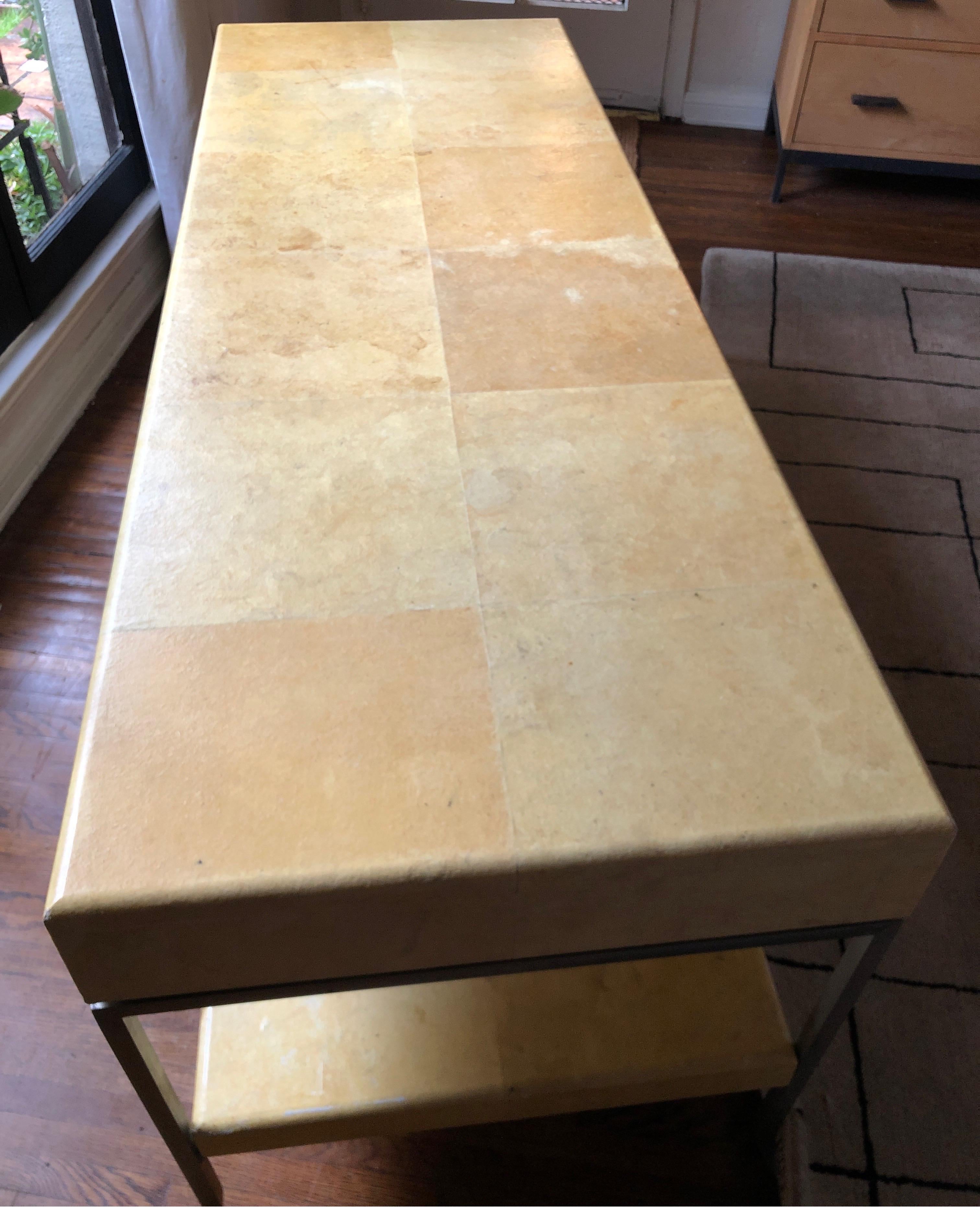 Karl Springer Style Art Deco Parchment Console Table /Credenza 4
