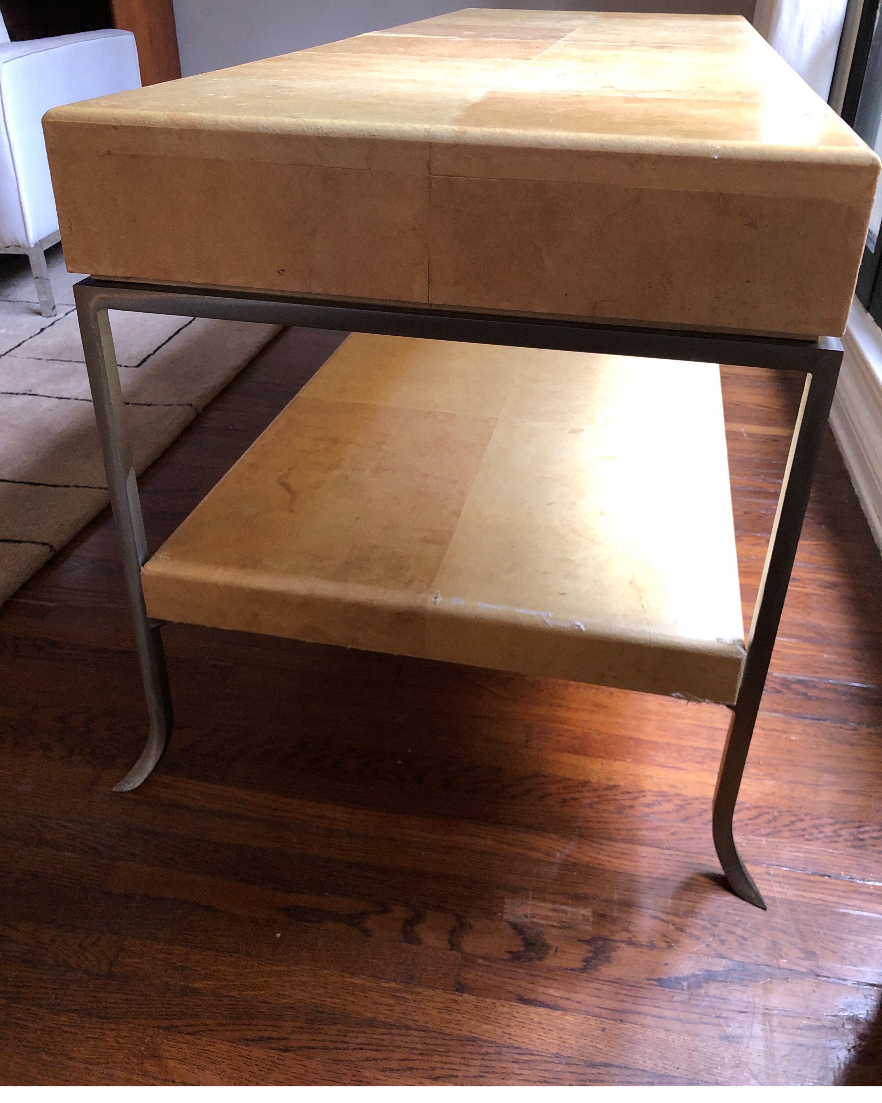 Karl Springer Style Art Deco Parchment Console Table /Credenza 1