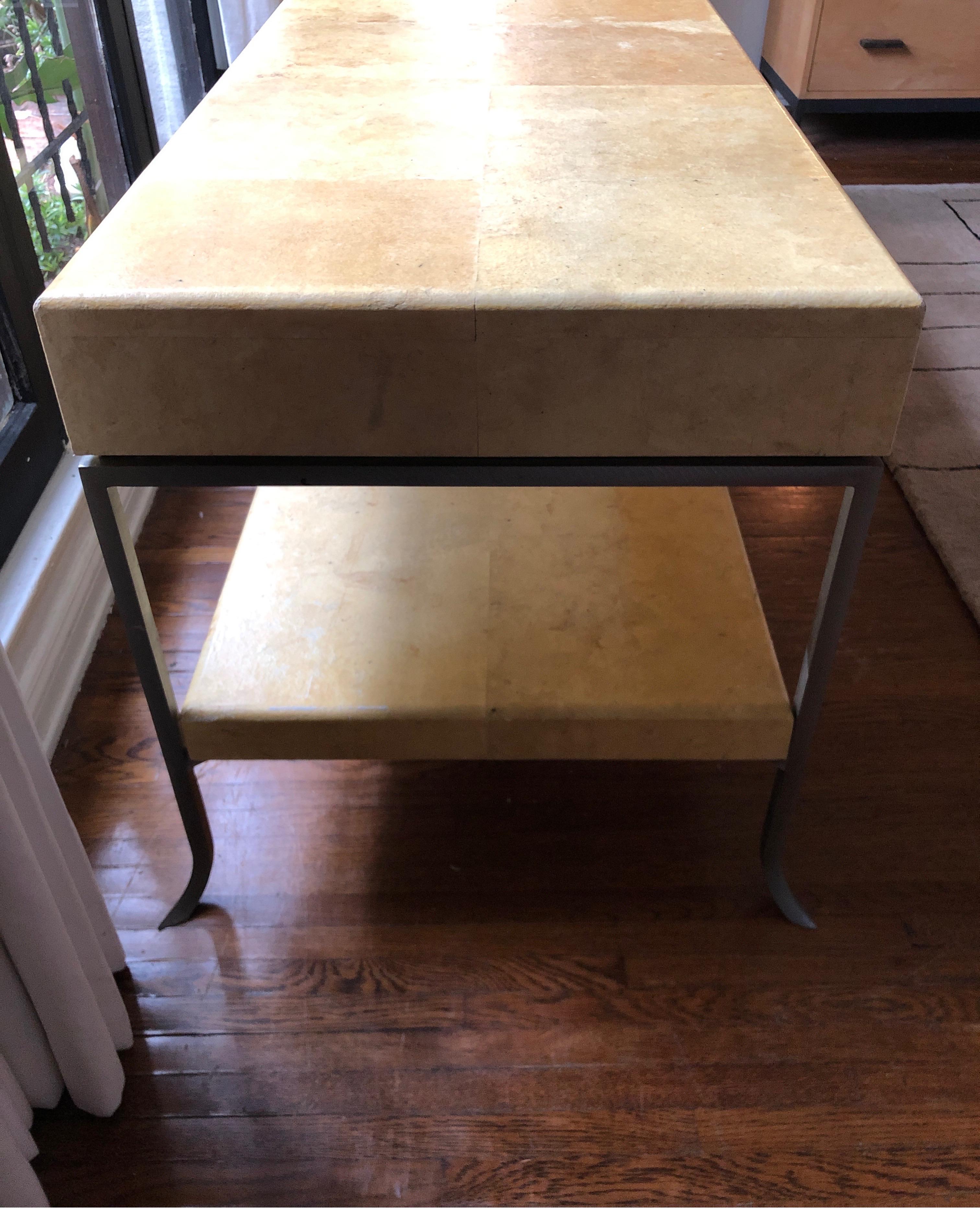 Karl Springer Style Art Deco Parchment Console Table /Credenza 2