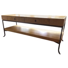 Karl Springer Style Art Deco Parchment Console Table /Credenza