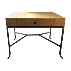 Karl Springer Style Art Deco Parchment Side Table