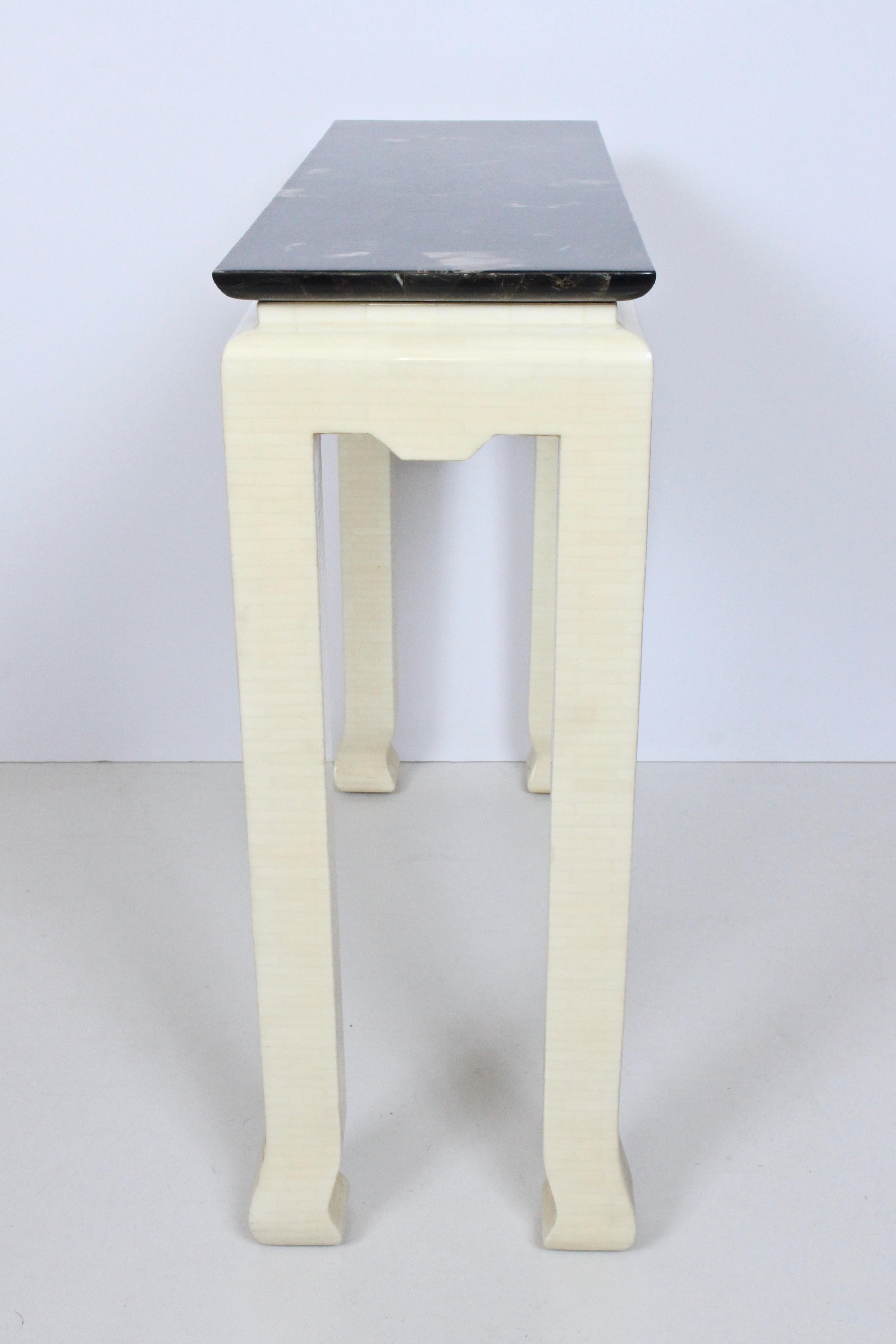 Karl Springer Style Asian Motif Horn & Bone Console Table, 1980's In Good Condition For Sale In Bainbridge, NY