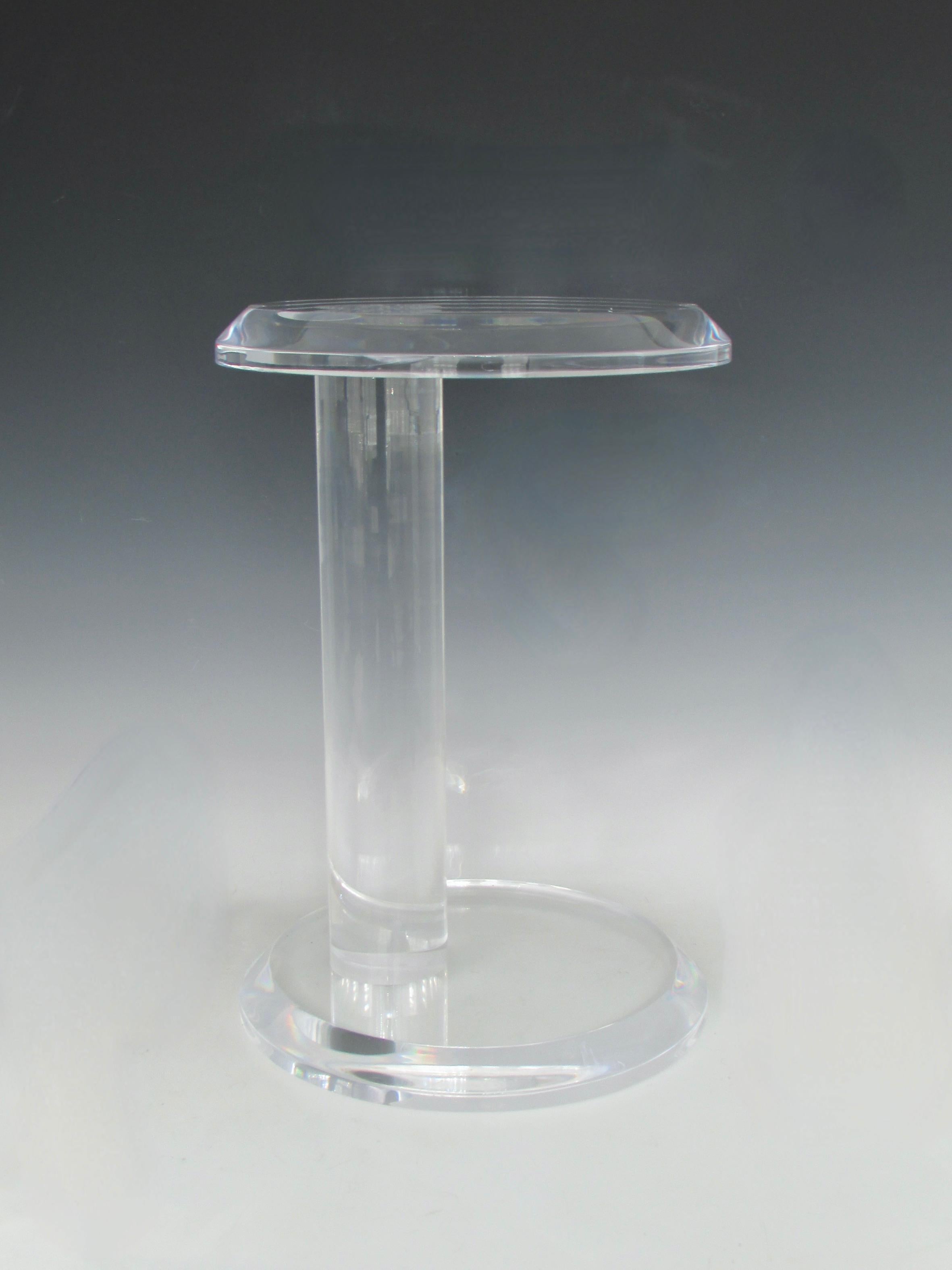 Acrylic `Karl Springer Style Asymmetric Lucite Side Table For Sale