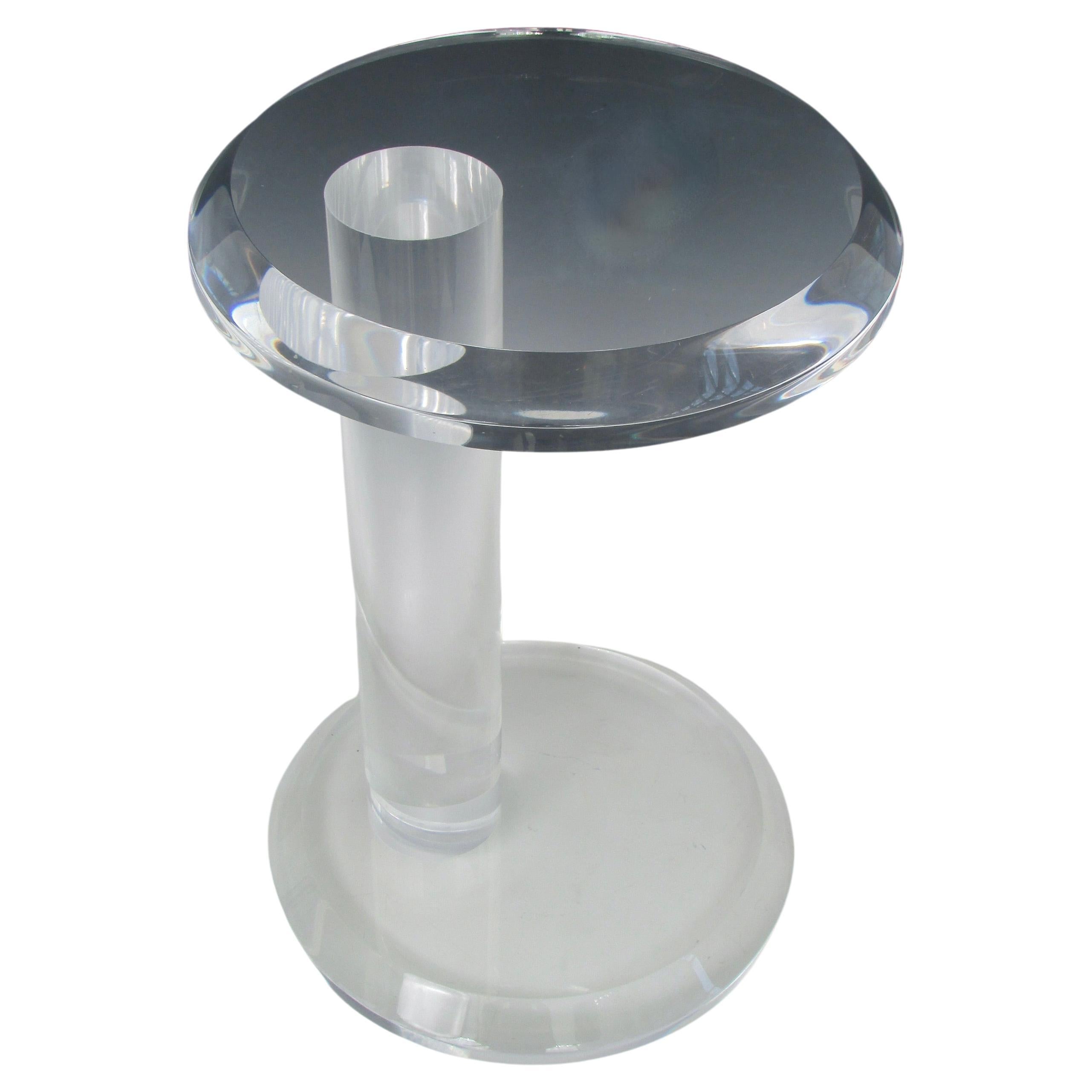 `Karl Springer Style Asymmetric Lucite Side Table