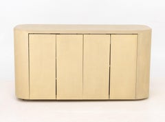 Karl Springer Style Beige Grasscloth Sideboard