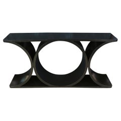 Karl Springer Style Schwarz Mid Century Konsolentisch
