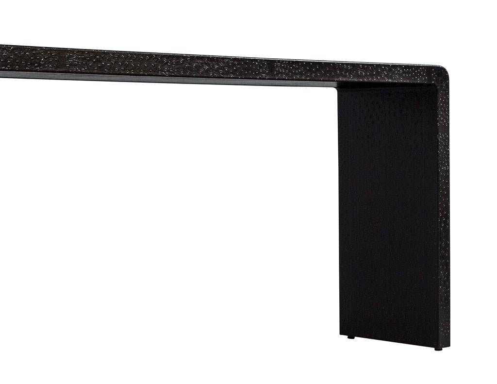 Karl Springer Style Black Ostrich Leather Clad Console Table 1